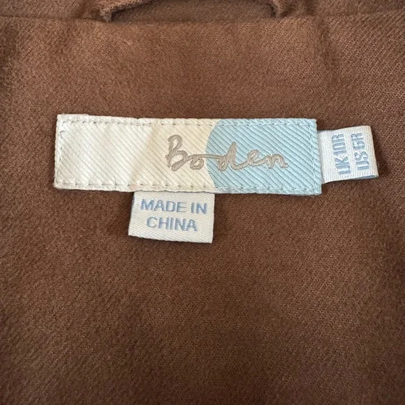 BODEN Brown Flannel Overcoat Trenchcoat Jacket Striped Flannel Lining Size 6 - Picture 5 of 13